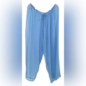 NWT SKIMS Crinkle Silk Cover Ups Pants Iris Blue Plus Size 4X w/ Flaw